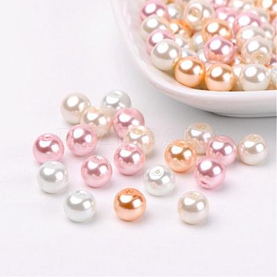 Barely Pink Mix Pearlized Glass Pearl Beads HY-X006-8mm-01-1