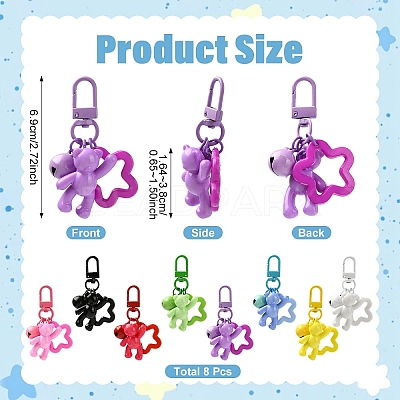 8Pcs 8 Styles Alloy & Acrylic Pendant Decorations HJEW-YW00534-1