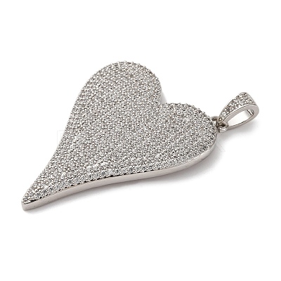 Brass Micro Pave Clear Cubic Zirconia Pendants KK-U076-17P-1