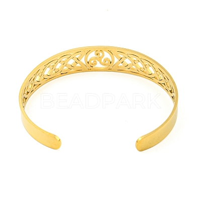 304 Stainless Steel Triquetra/Trinity Knot Hollow Open Cuff Bangles BJEW-S154-02G-1