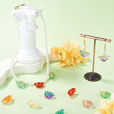 50Pcs 10 Colors Baking Paint and Golden Metal Enlaced Glass Beads DGLA-TA0001-64-1