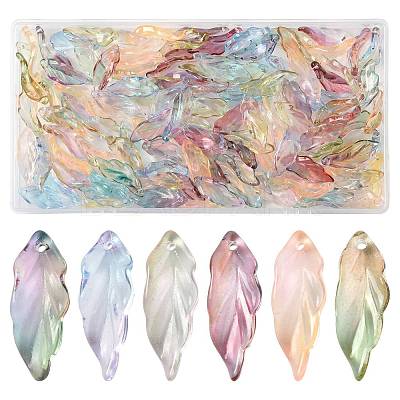120Pcs 6 Colors Baking Paint Transparent Glass Pendants DGLA-FS0001-18-1