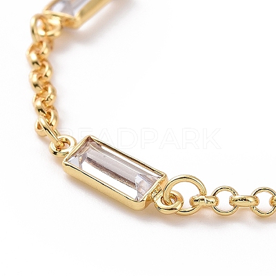 Rectangle Cubic Zirconia Chain Bracelets BJEW-G654-02G-02-1