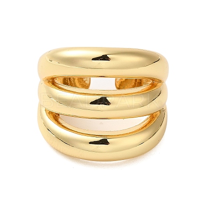 Three-layer Brass Open Cuff Rings for Women RJEW-A046-08G-1