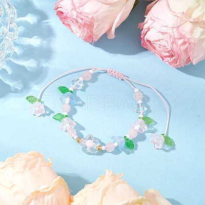 Natural Rose Quartz Beads Braided Bead Bracelets BJEW-MZ00167-05-1