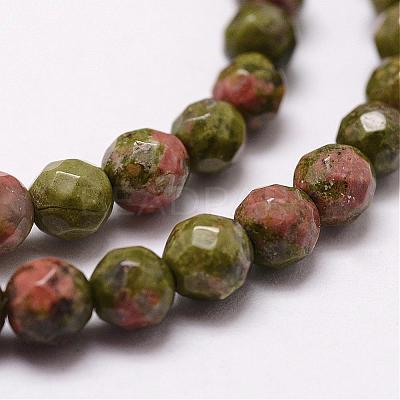 Natural Unakite Beads Strands G-D840-45-4mm-1