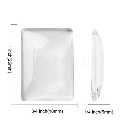 Transparent Rectangle Glass Cabochons GGLA-R025-25x18-1