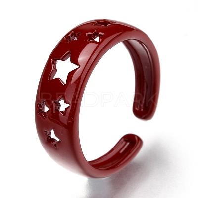 Spray Painted Brass Cuff Rings KK-I683-33-1