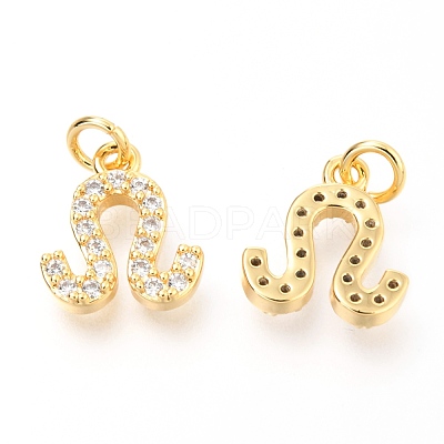Brass Micro Pave Clear Cubic Zirconia Charms ZIRC-O036-30G-H-1