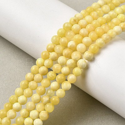 Natural Yellow Jade Beadd Strands X-G-A274-A01-4mm-1