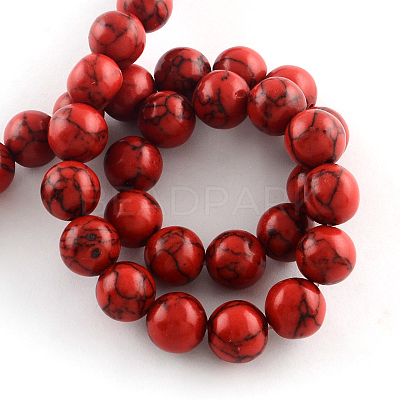 Synthetical Turquoise Gemstone Round Bead Strands TURQ-R035-8mm-04-1