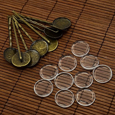18mm Transparent Clear Domed Glass Cabochon Cover for Iron Hair Bobby Pin DIY Making DIY-X0070-1
