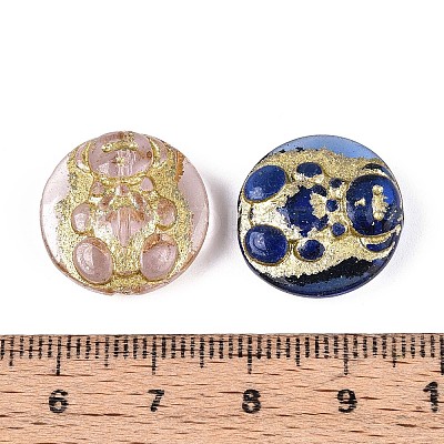 Flat Round with Bear Glass Beads GLAA-T025-64M-1
