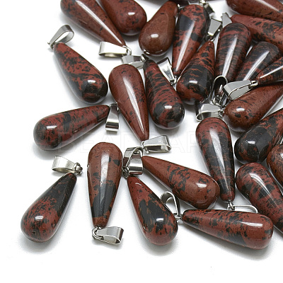 Natural Mahogany Obsidian Pendants G-T081-09-1