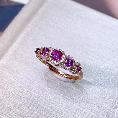 Flat Round Natural Garnet Finger Rings FS-WG33969-01-1