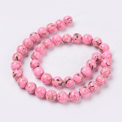 Sea Shell and Synthetic Turquoise Assembled Beads Strands G-G758-M-8mm-1
