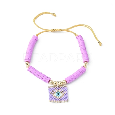 MIYUKI Glass Seed Rectangle Charm Bracelet BJEW-MZ00037-04-1