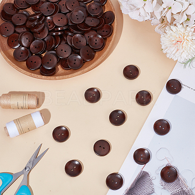 100Pcs Wood Buttons BUTT-GO0001-11-1