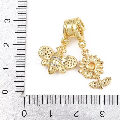 Spring Brass Pave Clear Cubic Zirconia Pendants KK-H268-13A-G-1