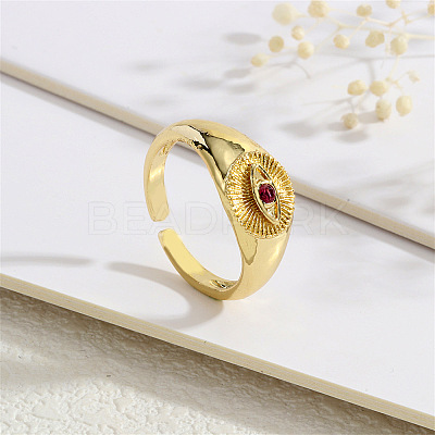 Brass Micro Pave Cubic Zirconia Cuff Rings for Women FS-WG0CF5A-02-1