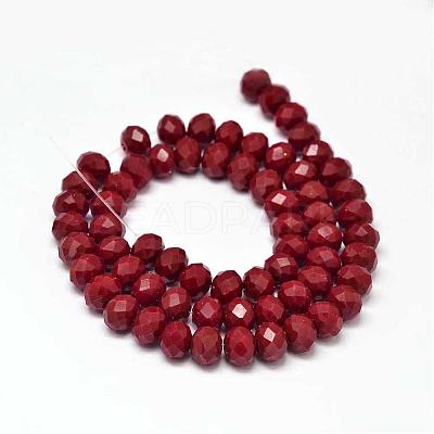 Faceted Rondelle Glass Beads Strands X-GLAA-I033-8mm-11-1