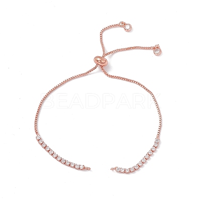 Brass Rhinestone Tennis Slider Bracelet Makings KK-E068-VD015-3-1