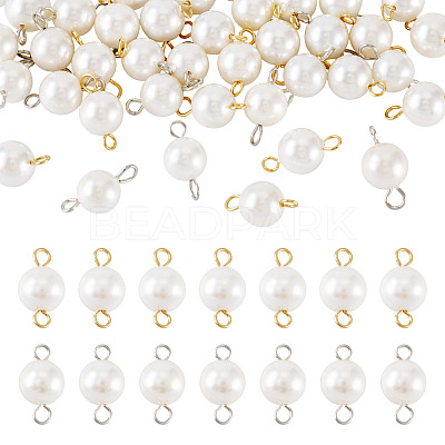 40Pcs 2 Colors Shell Pearl Round Connector Charms PALLOY-TA00341-1