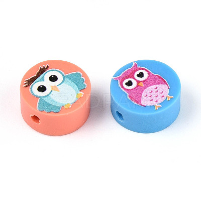 Printed Handmade Polymer Clay Beads CLAY-T022-12K-1