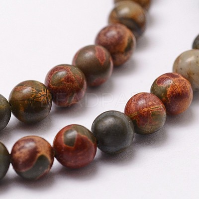 Natural Polychrome Jasper/Picasso Stone/Picasso Jasper Bead Strands X-G-D840-85-8mm-1