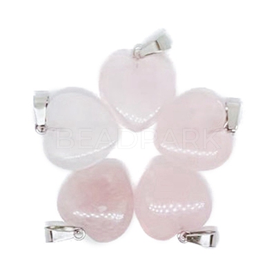 Valentine's Day Natural Rose Quartz Pendants PW-WG34610-05-1
