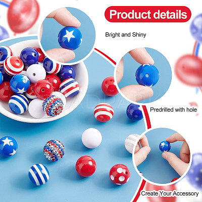 1 Set Mixed Style Acrylic Round Beads Sets SACR-PH0001-52F-1