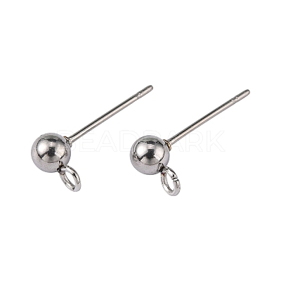 Non-Tarnish 304 Stainless Steel Ball Post Stud Earring Findings STAS-R043-1