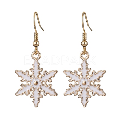 Alloy Enamel Snowflake Dangle Earrings EJEW-JE05549-1