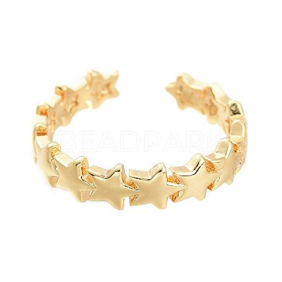Adjustable Brass Cuff Rings RJEW-M135-04G-1