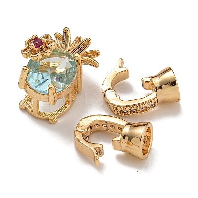 Brass Micro Pave Cubic Zirconia Fold Over Clasps KK-U037-26G-02-1