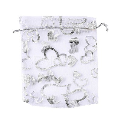Heart Printed Organza Bags OP-R022-10x12-03-1