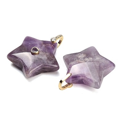 Natural Amethyst Pendants G-Z157-01G-A02-1