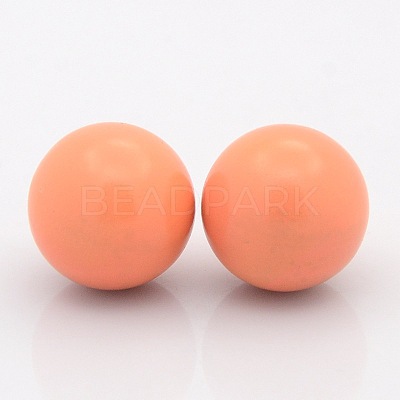 No Hole Spray Painted Brass Round Ball Beads Fit Cage Pendants KKB-J002-07-1