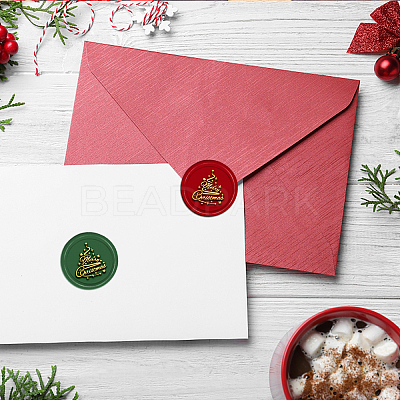 Brass Wax Seal Stamp with Handle AJEW-WH0184-0647-1