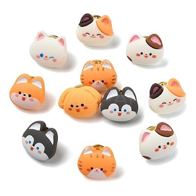 14Pcs 7 Styles Cartoon Cat Resin Lapel Pin Backs JEWB-CJ0003-03-1