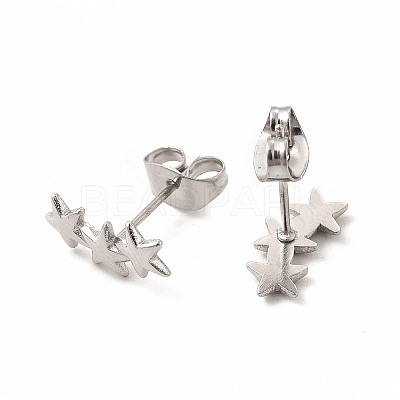 Non-Tarnish 304 Stainless Steel Star Stud Earrings for Women EJEW-C004-01P-1
