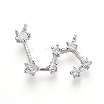 Brass Micro Pave Cubic Zirconia Pendants ZIRC-F099-20P-12-1