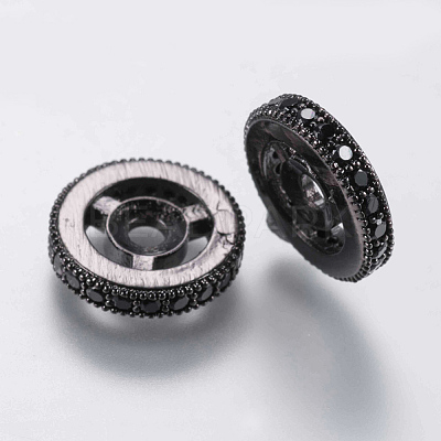 Brass Micro Pave Cubic Zirconia Beads ZIRC-G132-15B-1