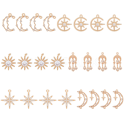 24Pcs 6 Styles Brass Micro Pave Cubic Zirconia Pendants KK-DC0002-84-1