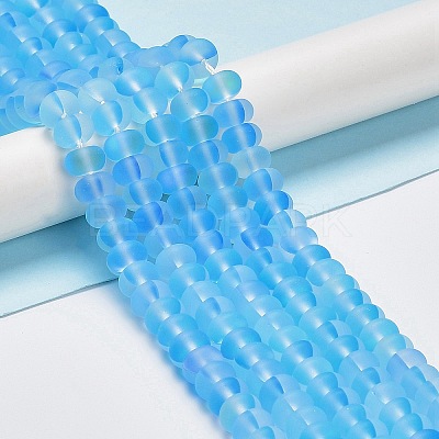 Frosted Transparent Glass Beads Strands X-FGLA-M002-01B-1