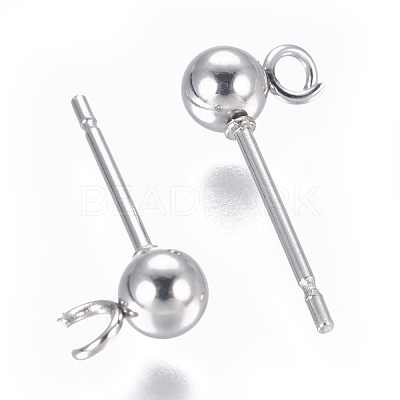 Non-Tarnish 304 Stainless Steel Ear Stud Components STAS-F227-18B-P-1
