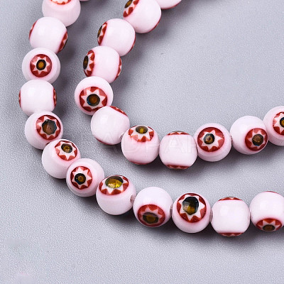 Round Millefiori Glass Beads Strands LK-P001-39-1