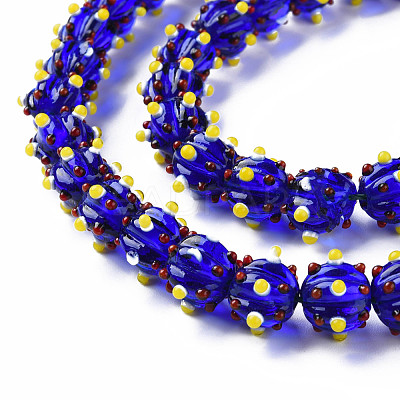 Transparent Handmade Bumpy Lampwork Beads Strands LAMP-T007-18-B08-1