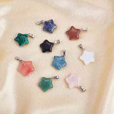 15Pcs 15 Styles Natural & Synthetic Mixed Gemstone Pendants G-SZ0002-23-1