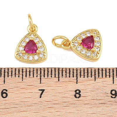 Brass Micro Pave Medium Violet Red Cubic Zirconia Charms CU-CBAB3AD-07G-02-1